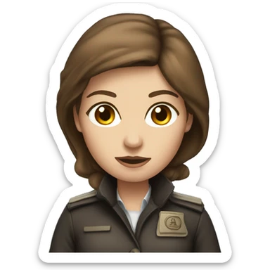 Blue eyed female spy brown hair sticker