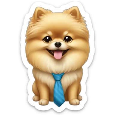 cream pomeranian wearing a tie sticker