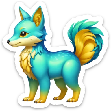Colorful dark tropical exotic cute cool beautiful shiny beautiful fantasy-caracal-civet-genet-sergal-vernid-Gryphon-Cacomistle-Trico-oncilla-animal-Fakémon-hybrid-fursona (full body) sticker