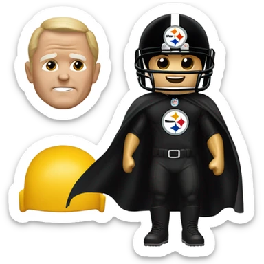 Terry Bradshaw Pittsburgh Steelers player in helmet and uniform with black cape. sticker