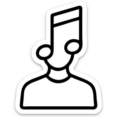 silhouette vector of a man with a music note for a head, outlined icon style sticker