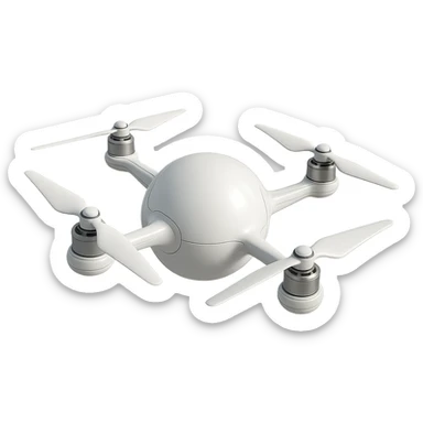 futuristic white drone with a perfect ball as the main body, propellers attached directly to the sphere, no logo sticker