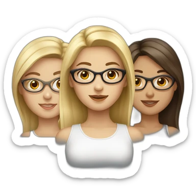 group of 6 girls composed of 3 blonde girls and 3 brunette girls including one with glasses sticker