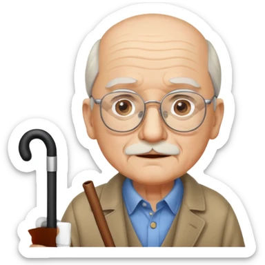 Vieux monsieur avec des lunettes et une canne sticker