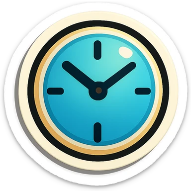 cartoon style sticker of a single clock symbol, simple and clear, no text sticker