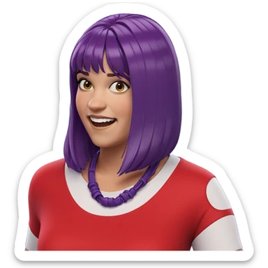 smiling girl with purple hair sticker