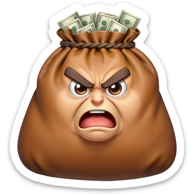 angry bag of money sticker