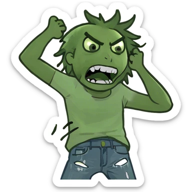 person ripping out their hair in frustration sticker