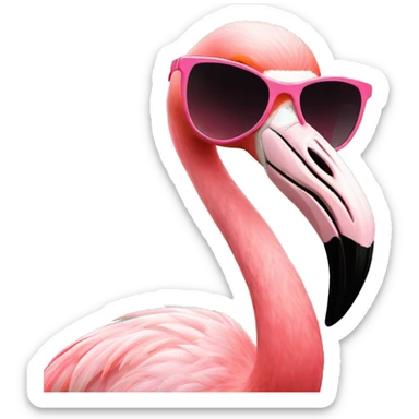 Flamingo with heart sunglasses  sticker