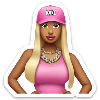 nicki minaj wearing a pink cap saying barbz sticker