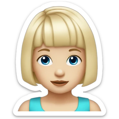 Blue eyed Toddler white blonde girl with a bob cut and bangs sticker