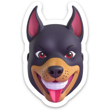 Doberman with a bandit mask and a cheeky grin sticker
