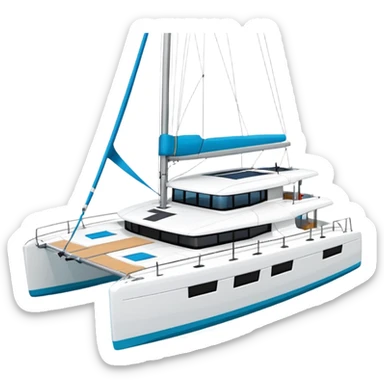 A lagoon 42 catamaran with no wording or letters on the boat. In a solid white background  sticker