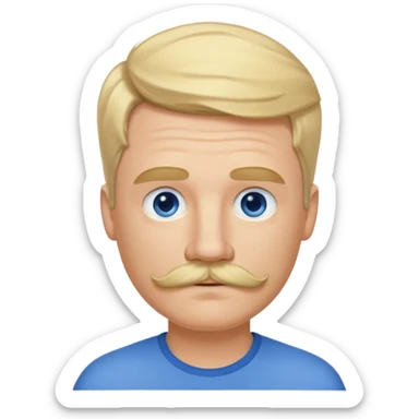 normal emoji 👨🏼 white guy with blond hair, mustache, and blue eyes. No shoulders or neck. Just head. Hair a little mussed and stylish sticker