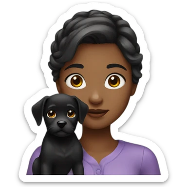 Girl with black puppy  sticker