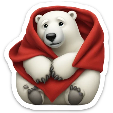 polar bear with a red blanket  sticker