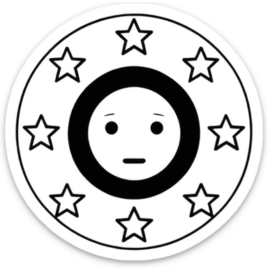 Can u make a emoji with 15 stars in a circle no face no nothin just lines and nothing in the middle and the stars have nothing it in too just lines black and white sticker