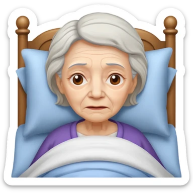 very sick old woman with fever sticker