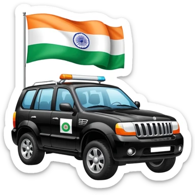 Black car fo officers India suv Indian.flag sticker