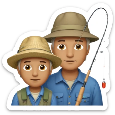 father and son fishing sticker