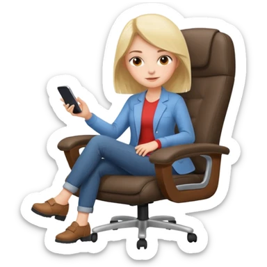 Cartoon faced girl relaxing in an office chair sticker