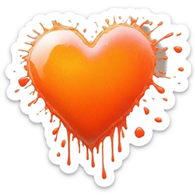 splattered paint heart glowing red-orange warmth sticker