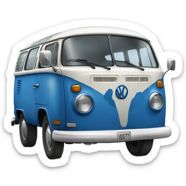 A classically painted 1977 blue vw bus sticker