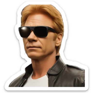 david caruso sunglasses in front of an explosion sticker