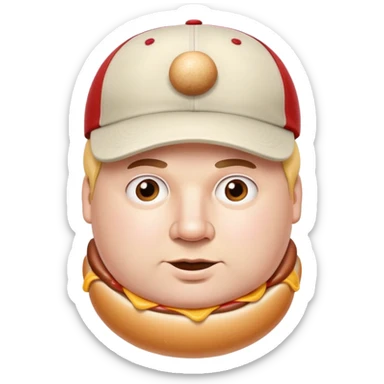 Fat guy with a hot dog on his head sticker