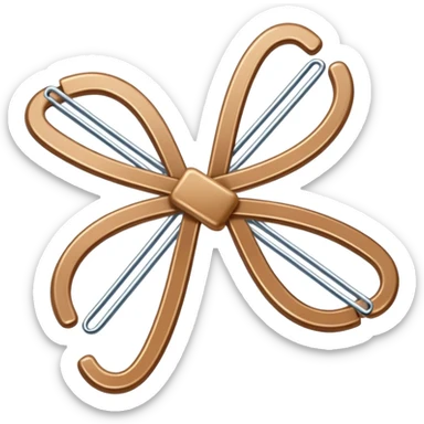 brown paper clips two pieces crossed with each other with a milky bow sticker