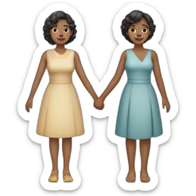 three racially ambiguous women side by side holding hands sticker