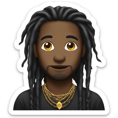 dreadlocked male with jewelry sticker
