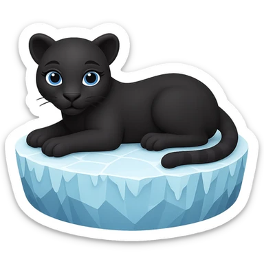 Make the black panther look feminine, keep it on an iceberg, in emoji style with no background. The style should resemble apple style emojis with concise details. sticker