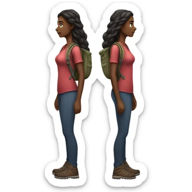 Beautiful long hair dark woman hiking full body sticker