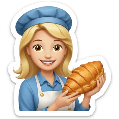 waiteress holding croissant sticker