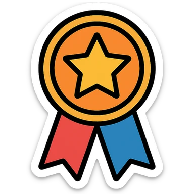 vector icon of an honorable mention award badge with gold and colorful elements, elegant and minimalist flat design, 2D flat vector, trending icon look, soft shadows, isolated on white background, no text, perfect for commercial use sticker