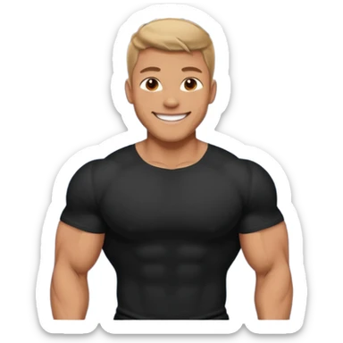 muscular man in black shirt being taken from behind emoji sticker