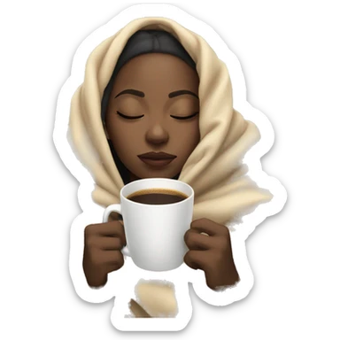 Light skin black girl inside a blanket sipping coffee eyes closed sticker