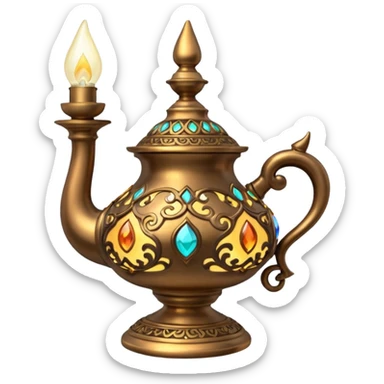 A hyperrealistic Antique bronze Magic lamp sticker