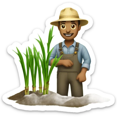 Farmer planting sugarcane  sticker