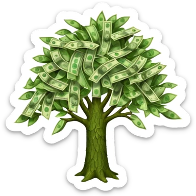A tree with the leaves meaning money sticker