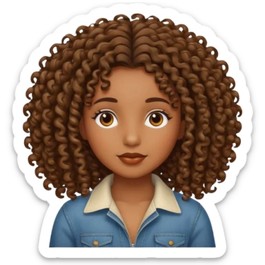 Brown skin girl with curly roots and relaxed hair sticker
