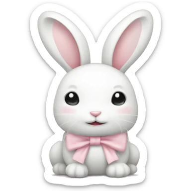 white bunny with pastel pink bow sticker