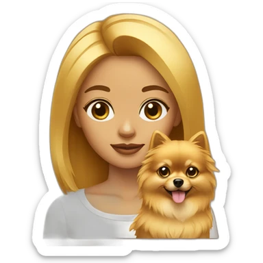 Girl with Egypt bang cut golden small Pomeranian dog sticker