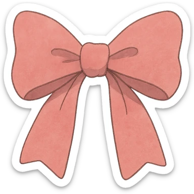 coquette bow with soft shading in ghibli style sticker