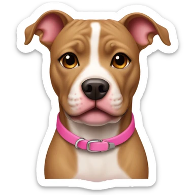 Tan pittbull with pink collar and brown eyes sticker