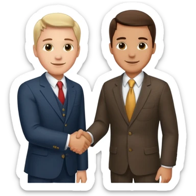 Man in a suit shaking hands with a farmer sticker