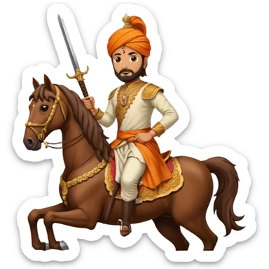 Make a emoji of Chatrapati Shivaji Maharaj in hand must have sward and horse sticker