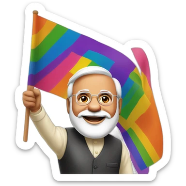 hyper realistic narendra modi waving lgbtq flag sticker