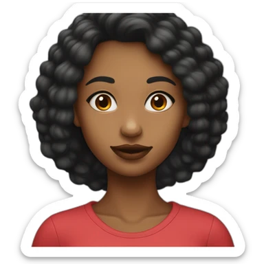 Une fille aux cheveux noirs qui met du rouge à lèvres sticker